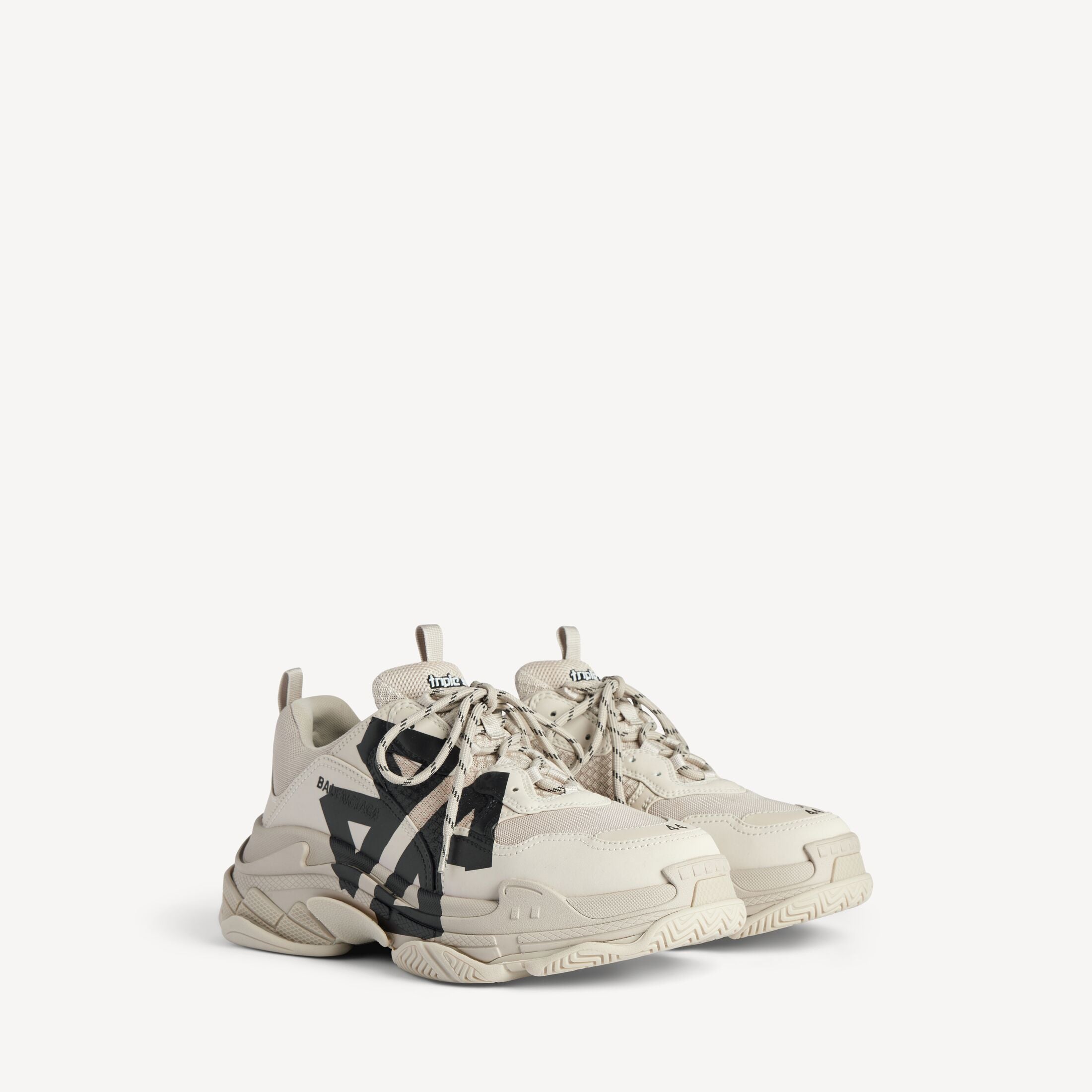 TRIPLE S TAPE SNEAKER IN BEIGE/BLACK